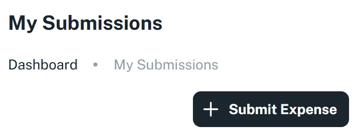 The top of the My Submissions page, with the Submit Expense button